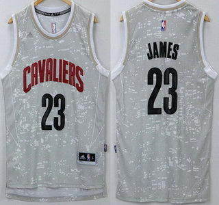 Men's Cleveland Cavaliers #23 LeBron James 2015 Gray City Lights Swingman Jersey