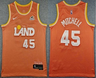 Men's Cleveland Cavaliers #45 Donovan Mitchell Orange 2025 City Sponsor Swingman Jersey