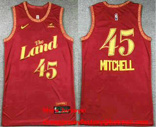 Men's Cleveland Cavaliers #45 Donovan Mitchell Red 2023 City Icon Sponsor Swingman Jersey