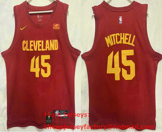 Men's Cleveland Cavaliers #45 Donovan Mitchell Red 2023 Nike Swingman Stitched Jersey With Sponsor