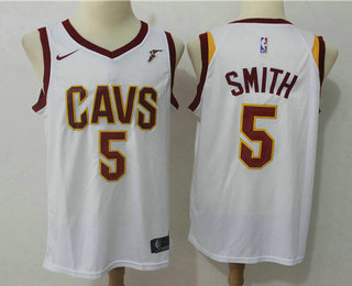 Men's Cleveland Cavaliers #5 J.R. Smith White 2017-2018 Nike Swingman Goodyear Stitched NBA Jersey