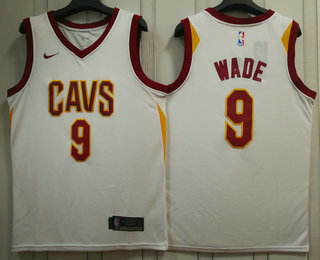 Men's Cleveland Cavaliers #9 Dwyane Wade White 2017-2018 Nike Swingman Stitched NBA Jersey