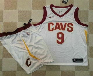 Men's Cleveland Cavaliers #9 Dwyane Wade White 2017-2018 Nike Swingman Stitched NBA Jersey With Nike Shorts