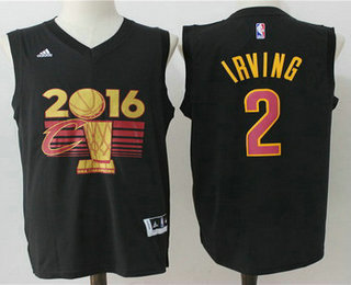 Men's Cleveland Cavaliers Kyrie Irving #2 Black 2016 NBA Finals Champions Stitched Jersey