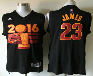 Men's Cleveland Cavaliers LeBron James #23 Black 2016 NBA Finals Champions Stitched Jersey
