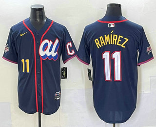 Men's Cleveland Guardians #11 Jose Ramirez Number Navy 2025 All Star Limited Stitched Jersey