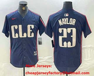 Men's Cleveland Guardians #23 Josh Naylor Navy 2024 City Connect Limited Stitched Jersey