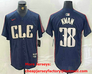 Men's Cleveland Guardians #38 Steven Kwan Navy 2024 City Connect Limited Stitched Jersey