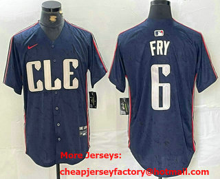 Men's Cleveland Guardians #6 David Fry Navy 2024 City Connect Limited Stitched Jersey