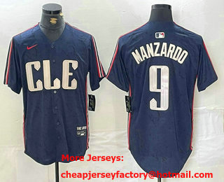 Men's Cleveland Guardians #9 Kyle Manzardo Navy 2024 City Connect Limited Stitched Jersey