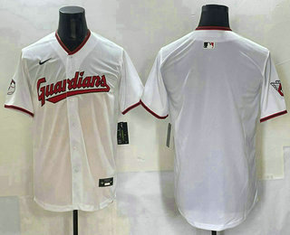 Men's Cleveland Guardians Blank White Stitched Limited Jersey