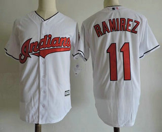 Men's Cleveland Indians #11 Jose Ramirez White Home Stitched MLB Cool Base Jersey