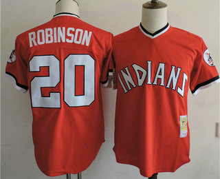 Men's Cleveland Indians #20 Frank Robinson 1994 Red Mitchell & Ness Throwback Jersey