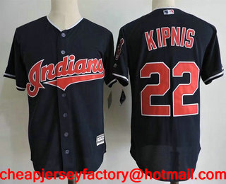 Men's Cleveland Indians #22 Jason Kipnis Navy Blue Stitched MLB Cool Base Jersey