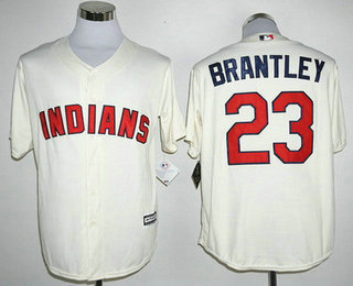 Men's Cleveland Indians #23 Michael Brantley Name Cream Cool Base Baseball Jersey