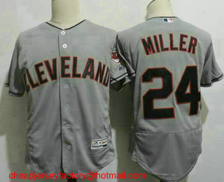 Men's Cleveland Indians #24 Andrew Miller Gray Road Stitched MLB 2016 Flex Base Jersey