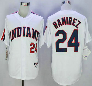Men's Cleveland Indians #24 Manny Ramirez White 1978 Turn Back The Clock Jersey