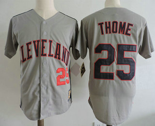 Men's Cleveland Indians #25 Jim Thome Retired Gray Stitched MLB Cooperstown Collection Jersey