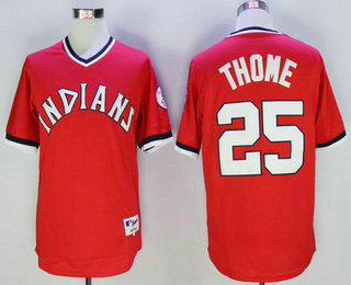 Men's Cleveland Indians #25 Jim Thome Red Pullover 2016 Flexbase Baseball Jersey