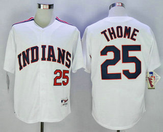 Men's Cleveland Indians #25 Jim Thome White 1978 Cooperstown Collection Throwback Jersey