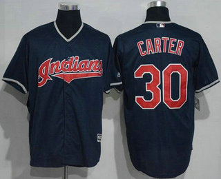 Men's Cleveland Indians #30 Joe Carter Retired Navy Blue Stitched MLB Cool Base Jersey