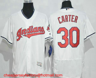 Men's Cleveland Indians #30 Joe Carter Retired White Stitched MLB 2016 Flex Base Jersey