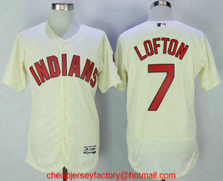 Men's Cleveland Indians #7 Kenny Lofton Cream Stitched MLB Flex Base Jersey
