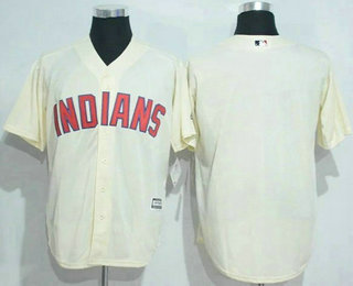 Men's Cleveland Indians Blank Cream Stitched MLB Cool Base Jersey
