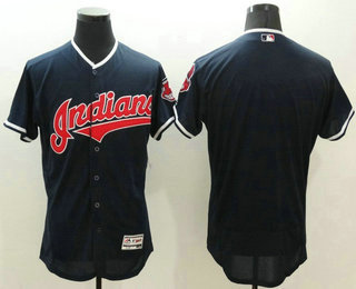 Men's Cleveland Indians Blank Navy Blue Flexbase 2016 MLB Player Jersey