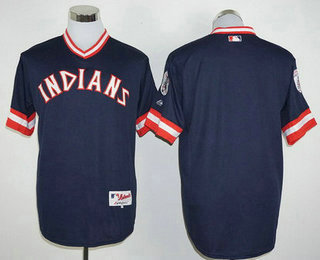 Men's Cleveland Indians Blank Navy Blue Pullover 1976 Turn Back the Clock Jersey