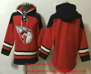 Men's Cleveland Indians Blank Red Ageless Must Have Lace Up Pullover Hoodie