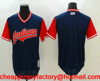 Men's Cleveland Indians Navy 2017 Little League World Series Players Weekend Stitched Nickname Team Jersey
