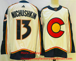 Men's Colorado Avalanche #13 Valeri Nichushkin White 2022 Reverse Retro Authentic Jersey