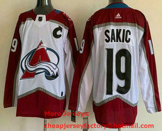 Men's Colorado Avalanche #19 Joe Sakic White Authentic Jersey