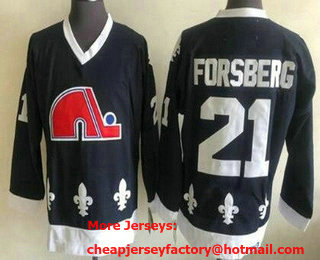 Men's Colorado Avalanche #21 Peter Forsberg Navy Throwback Jersey