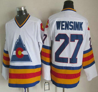 Men's Colorado Avalanche #27 John Wensink 1976-77 White CCM Vintage Throwback Jersey