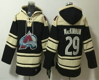 Men's Colorado Avalanche #29 Nathan MacKinnon Black All Stitched Sweatshirt Hoodie