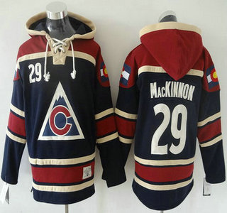 Men's Colorado Avalanche #29 Nathan MacKinnon Old Time Hockey 2015 Navy Blue Hoody