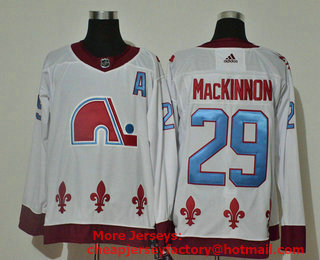 Men's Colorado Avalanche #29 Nathan MacKinnon White 2021 Retro Stitched NHL Jersey