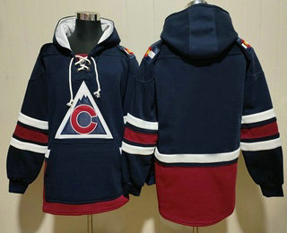 Men's Colorado Avalanche Blank Navy All Stitched Sweatshirt Hoodie