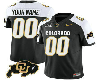 Men's Colorado Buffaloes Custom Black White With XII Patch FUSE Vapor Stitched Jersey
