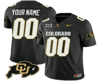 Men's Colorado Buffaloes Custom Black With XII Patch FUSE Vapor Stitched Jersey