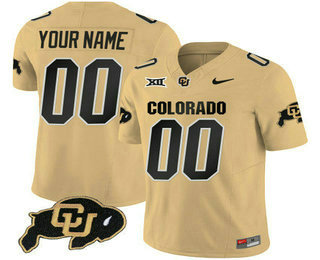 Men's Colorado Buffaloes Custom Gold With XII Patch FUSE Vapor Stitched Jersey