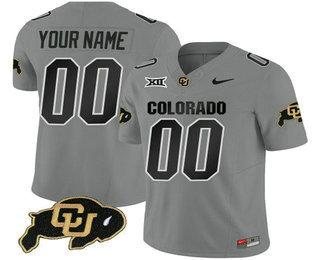 Men's Colorado Buffaloes Custom Grey With XII Patch FUSE Vapor Stitched Jersey