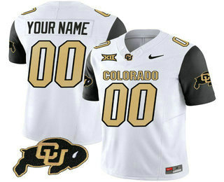 Men's Colorado Buffaloes Custom White Black With XII Patch FUSE Vapor Stitched Jersey