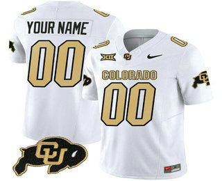 Men's Colorado Buffaloes Custom White With XII Patch FUSE Vapor Stitched Jersey