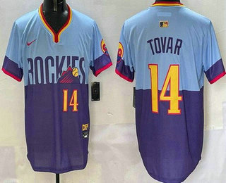 Men's Colorado Rockies #14 Ezequiel Tovar Blue Purple 2025 City Connect Limited Jersey