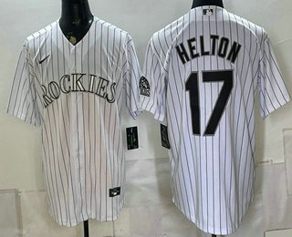 Men's Colorado Rockies #17 Todd Helton White Cool Base Stitched Jersey