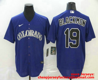 Men's Colorado Rockies #19 Charlie Blackmon Purple Stitched MLB Cool Base Nike Jersey