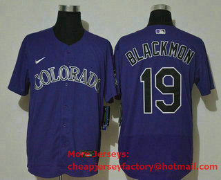 Men's Colorado Rockies #19 Charlie Blackmon Purple Stitched MLB Flex Base Nike Jersey